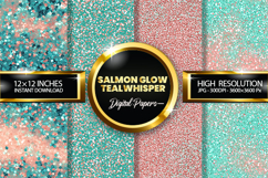 Salmon Glow TealWhisper Glitter Digital Papers - 04 Varition Product Image 1