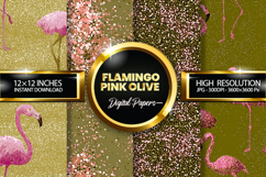 Flamingo Pink Olive Digital Papers - 04 Variatio Product Image 1