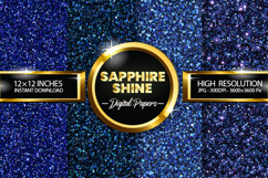 Sapphire Shine Glitter Digital Papers - 04 Variations Product Image 1