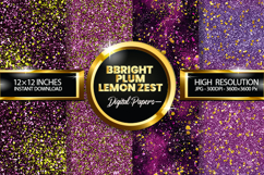 Bright Plum Lemon Zest Glitter Digital Papers - 04 Variation Product Image 1