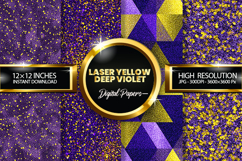 Laser Yellow Deep Violet Glitter Digital Papers- 04 Varition Product Image 1