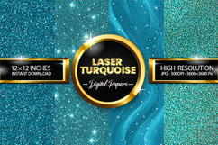 Laser Turquoise Glitter Digital Papers - 04 Variations Product Image 1