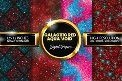 Galactic Red Aqua Void Glitter Digital Papers - 04 Variation Product Image 1