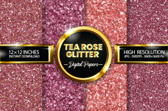 Tea Rose Glitter Digital Papers - 04 Variations Product Image 1