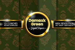 Damask Green Digital Papers - 04 Variations Product Image 1