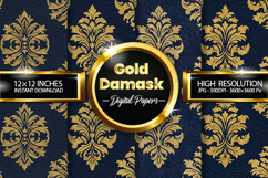 Gold Damask Digital Papers - 04 Variations Product Image 1