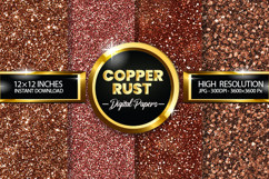 Copper Rust Glitter Digital Papers - 04 Variations Product Image 1