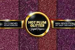 Hot Plum Glitter Digital Papers - 04 Variations Product Image 1