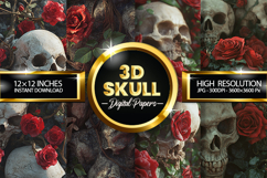 3D Skull Digital Papers - 04 Variations Product Image 1
