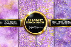 Lilac Mist Lemon Glow Glitter Digital Papers - 04 Varitions Product Image 1