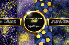 Cosmic Indigo Lemon Light Glitter Digital Papers Product Image 1