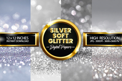 Silver Soft Glitter Glitter Digital Papers - 04 Variations Product Image 1