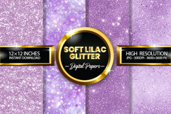 Soft Lilac Glitter Digital Papers - 04 Variations Product Image 1