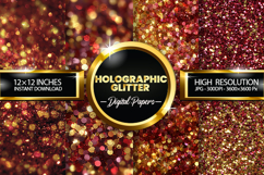 Holographic Glitter Digital Papers - 04 Variations Product Image 1