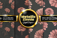 Metallic Zinnia Digital Papers - 04 Variations Product Image 1
