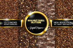 Walnut Shell Glitter Digital Papers - 04 Variations Product Image 1