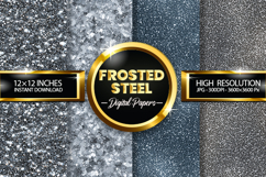 Frosted Steel Glitter Digital Papers - 04 Variations Product Image 1