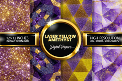 Laser Yellow Amethyst Glitter Digital Papers - 04 Varitions Product Image 1