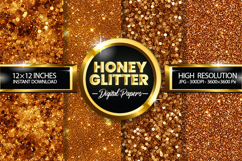 Honey Glitter Digital Papers - 04 Variations Product Image 1