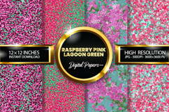 Raspberry Pink Lagoon Green Digital Papers - 04 Varitions Product Image 1