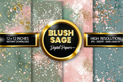 Blush Sage Glitter Digital Papers - 04 Variations Product Image 1