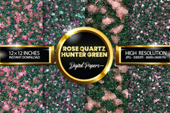 Rose Quartz Hunter Green Glitter Digital Papers- 04 Varition Product Image 1