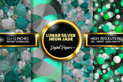 Lunar Silver Neon Jade Glitter Digital Papers - 04 Varitions Product Image 1