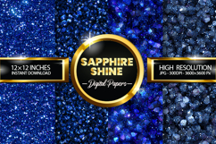 Sapphire Shine Glitter Digital Papers - 04 Variations Product Image 1
