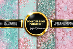 Powder Pink Pale Mint Glitter Digital Papers - 04 Varitions Product Image 1