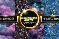 Cloudburst Glitter Digital Papers - 04 Variations Product Image 1