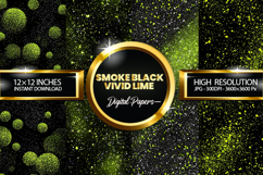 Smoke Black Vivid Lime Glitter Digital Papers - 04 Varitions Product Image 1