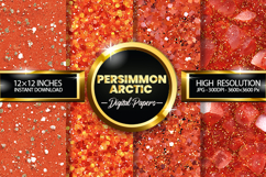 Persimmon Arctic Glitter Digital Papers - 04 Variations Product Image 1