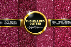 Fuchsia Red Glitter Digital Papers - 04 Variations Product Image 1