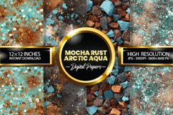 Mocha Rust Arctic Aqua Glitter Digital Papers - 04 Varitions Product Image 1