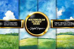 Watercolor Cloudy Skies Digital Papers - 04 Variations Product Image 1