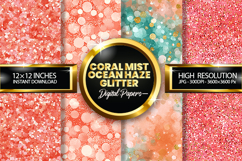 Coral Mist Ocean Haze Glitter Digital Papers - 04 Variations Product Image 1