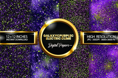 GalaxycPurplecElectric cLime Glitter Digital Papers Product Image 1