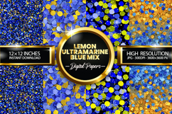 Lemon Ultramarine Blue Glitter Digital Papers - 04 Variation Product Image 1