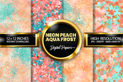 Neon Peach Aqua Frost Glitter Digital Papers - 04 Varitions Product Image 1