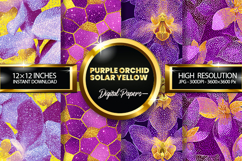 Purple Orchid Solar Yellow Glitter Digital Papers Product Image 1
