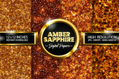 Amber Sapphire Glitter Digital Papers - 04 Variations Product Image 1