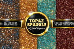Topaz Sparkle Glitter Digital Papers - 04 Variations Product Image 1