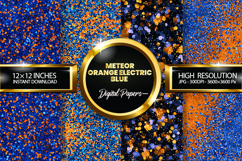 Meteor Orange blue Glitter Digital Papers - 04 Varitions Product Image 1