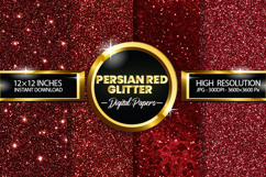 Persian Red Glitter Digital Papers - 04 Variations Product Image 1