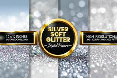 Silver Soft Glitter Glitter Digital Papers - 04 Variations Product Image 1