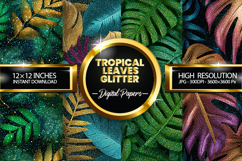 Tropical Leaves Glitter Glitter Digital Papers - 04 Variat Product Image 1