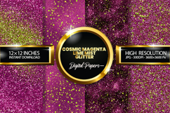 Cosmic Magenta Lime Mist Digital Papers - 04 Varitions Product Image 1