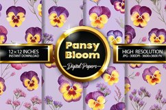 Pansy Bloom Digital Papers - 04 Variations Product Image 1