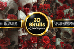 3D Skull Digital Papers - 04 Variations Product Image 1