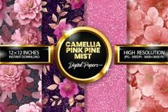 Camellia Pink Pine Mist Glitter Digital Papers Product Image 1
